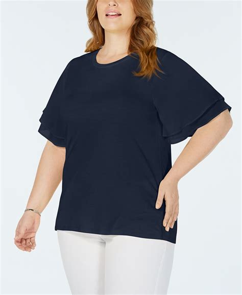 michael michael kors plus size flutter sleeve top 